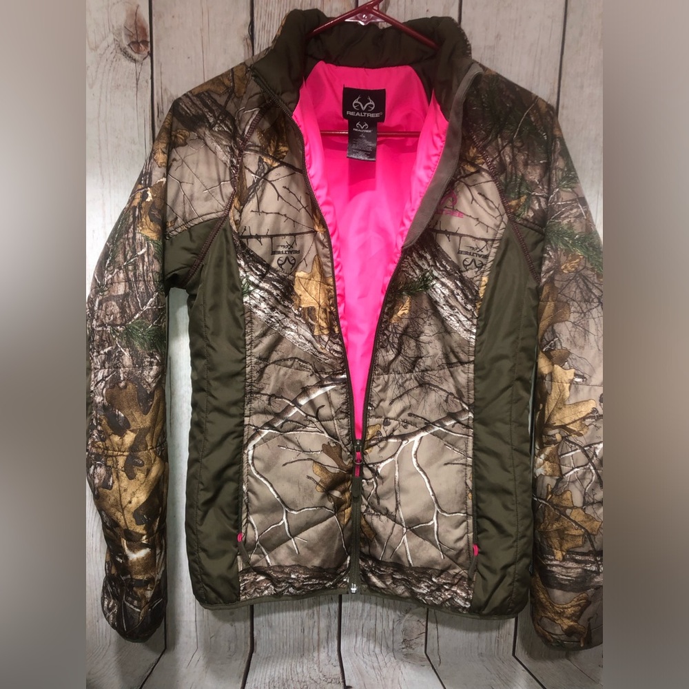 Realtree Camo Puffer Jacket with Pink Lining